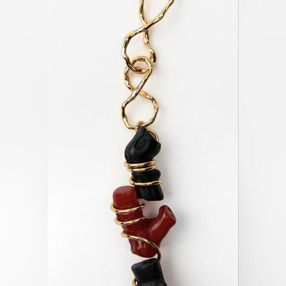 ZARA SPIRAL ARMBAND CONTRASTING FAUX CORAL NECKLACE - Picture 4 of 5